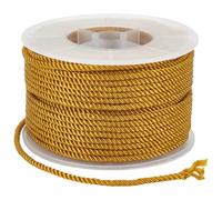 CABODYALS Cordón Trenzado Dorado de 25 m Y 3mm, Hilo Metálico para Graduación, Cordón de Satén de Poliéster Y Seda para Macramé, Pulseras, Cortinas, Disfraces Y Manualidades Navideñas