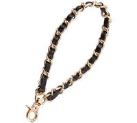 CABODYALS Correa de Cuero Negra para Teléfono, Bolso, Cartera, Llavero, Cadena de Metal Dorado, Manos Libres, Antirrobo, Correa de Muñeca de Repuesto con Cierre de Mosquetón para Teléfono Móvil