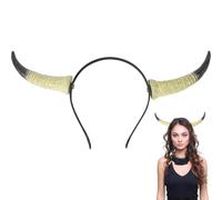 CABODYALS Diadema de Cuerno Negro Dorado, Diadema Gótica de Diablo, Tocado de Cuernos de Buey de Demonio de Cuero Renacentista, Accesorios para Disfraces, Diadema de Bruja de Halloween para Mujeres Y