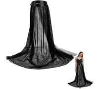 CABODYALS Falda de Tul Negra de 122cm Falda Larga de Tul Transparente de Poliéster Falda Maxi de Cintura Alta Falda de Bikini Desmontable con Encaje Vestido para Mujer Boda Playa Fiesta Rave Cóctel G