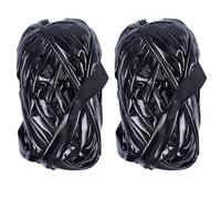 CABODYALS Hilo de Ganchillo Negro de 28 m Y 19mm para Tejer, Cinta de Encuadernación Metálica Brillante, Tejida A Mano, con Gancho, Tira de Satén Envuelta para Tejer A Ganchillo, Bolsos, Mantas, Cojin