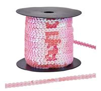 CABODYALS Tira de Lentejuelas de Color Rosa de 91.44 m Y 6mm Cinta Elástica de Lentejuelas con Lentejuelas de Plástico Brillante Redonda Y Plana con Carrete para Coser Moños Bolsos Decoración Navideña