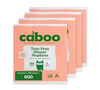 Caboo Servilletas de bambú sin árboles, 4 paquetes de 150, 600 servilletas de papel en total, respetuosas con el medio ambiente, sostenibles y desechables, blancas