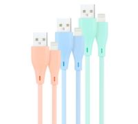 Cabos Lightning Nanocable Lightning para USB A/M 1M (Pack 3 - Rosa, Azul y Verde)