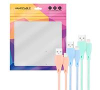 Cabos Lightning Nanocable Lightning para USB A/M Coiled 1M (Pack 3 - Rosa, Azul y Verde)