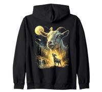Cabra Aullando a la Luna Humor extraño Meme Funny 90's Goat Sudadera con Capucha