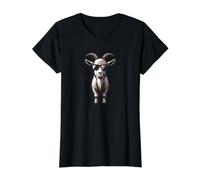 Cabra con Gafas de Sol - Funny Goat Farm Farmer Farming Camiseta gráfica económica, Mujer, Negro, XL