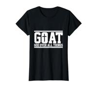 Cabra Dios sobre Todas Las Cosas Fe Cristiana Jesús Camiseta gráfica económica, Mujer, Negro, L