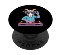 Cabra Dj Tocando Música Electrónica Con Estilo PopSockets PopGrip Adhesivo
