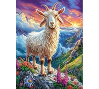 Cabra en la Cima de una montaña Puzzle 1000 Piezas Papel Mayores Dibujo Animado de Paisajes de Cuento de Hadas Terapia Ocupacional para Relajarse Entretenimiento Sin Pantalla Más Ven