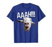 Cabra Gritando Halloween AAAH! Impresión Divertida Cabra Loca Camiseta, Hombre, Azul Real, M