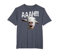 Cabra Gritando Halloween AAAH! Impresión Divertida Cabra Loca Camiseta, Hombre Tallas Grandes, Azul Jaspeado, 2X Alto