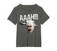 Cabra Gritando Halloween AAAH! Impresión Divertida Cabra Loca Camiseta, Mujer Tallas Grandes, Asfalto, 6XL Grande