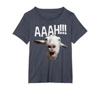 Cabra Gritando Halloween AAAH! Impresión Divertida Cabra Loca Camiseta, Mujer Tallas Grandes, Azul Jaspeado, 5XL Grande