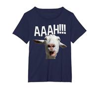 Cabra Gritando Halloween AAAH! Impresión Divertida Cabra Loca Camiseta, Mujer Tallas Grandes, Azul Marino, 2XL Grande