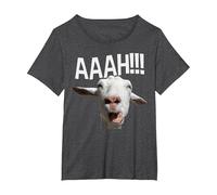 Cabra Gritando Halloween AAAH! Impresión Divertida Cabra Loca Camiseta, Mujer Tallas Grandes, Jaspeado Oscuro, 3XL Grande