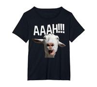 Cabra Gritando Halloween AAAH! Impresión Divertida Cabra Loca Camiseta, Mujer Tallas Grandes, Negro, 2XL Grande