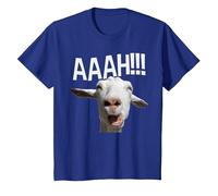 Cabra Gritando Halloween AAAH! Impresión Divertida Cabra Loca Camiseta, Niños, Azul Real, 10 años