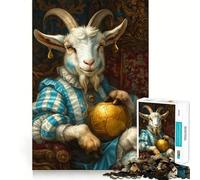 Cabra Real con balón de fútbol Dorado Rompecabezas difícil para Adultos 1000 Piezas Juego de Habilidad para Toda la Familia Arte de Corte preciso Coleccionable (38x26cm)