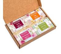 CABRERIZO SOAP Estuche 4 jabones para regalar, Jabon manos, cara y cuerpo - Jabones artesanales de Aceite de Oliva, Karité, Argán, Rosa Mosqueta y Aloe, 4 x 100 g. - Jabones Naturales Artesanos