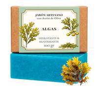 CABRERIZO SOAP - Jabon Algas artesano con Aceite de Oliva 100 g - Jabon Natural Hidratante y Revitalizante para Cara y Cuerpo, Cosmética Vegana Sin Parabenos - Jabones artesanales