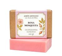 CABRERIZO SOAP JABON ARTESANAL Rosa Mosqueta y Aceite de Oliva 100 gr, Jabon Rosa Mosqueta para cicatrices. Limpieza nutritiva y reparadora, Pastilla Jabón antibacterial Pieles sensibles o irritadas