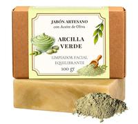 CABRERIZO SOAP-Jabon de Arcilla Verde Natural Artesano con Aceite de Oliva - Limpieza Facial Purificante para Piel Mixta o Grasa - Jabón Natural en Pastilla para Cara y Cuerpo - Jabones Artesanales
