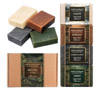 CABRERIZO SOAP Jabones para regalar - jabones artesanales para hombre de Carbon Activo, Cedro, Sándalo y Karité - Jabon cuerpo y rostro para rutina diaria - 4 x 125 g.