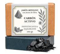 CABRERIZO SOAP Pastilla de Jabon de carbon activado 100 g. para limpieza facial - Jabon negro para cara y cuerpo - Jabón limpiador facial para granos y acné - Jabón natural para pieles grasas y mixtas