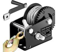 Cabrestante de Mano Resistente de 800 Libras de Capacidad, cabrestante de Engranaje con Correa de manivela con Cable de Acero de 26 pies, trinquete bidireccional de Funcionamiento Manual, ATV, Barco,