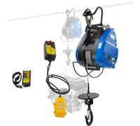 Cabrestante eléctrico 230 V, 1500 W, cable eléctrico con mando a distancia inalámbrico, longitud de cable de acero 30 m, IP40, pequeño portátil, con control de cable para la agricultura, fábricas