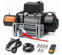 VEVOR Cabrestante Eléctrico 8165 kg Cabrestante para Camión con Cable de Acero de Φ1,1 x 2590,8 cm Control Remoto Inalámbrico y con Cable para Remolcar Vehículos Todoterreno, Camiones, Remolques
