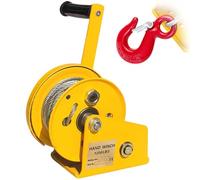 Cabrestante Manual con Freno Automático, 1200lbs/2600lbs Cabrestante de Manivela Manual, Profesional Torno de cable con Cable y Gancho para Levantar o Remolca(2600LB,10m)