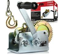Mar-Pol Cabrestante manual 1136 kg, cuerda de acero 10 m, 2 marchas, mecanismo de seguridad