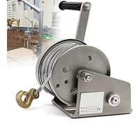 Cabrestante manual portátil de alta resistencia con freno automático, capacidad de 2500 libras, cable de acero de 10 m, ideal para cargas de elevación y arrastre, diseño duradero de manivela de mano.