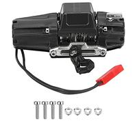 Cabrestante RC de motor único con cable de acero de 47,2 pulgadas para SCX10 90046, TRAXXAS TRX4, coche RC 1/10, cabrestante de metal de aleación de aluminio compatible como (Negra)