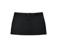 CABULE Falda Corta de Mezclilla elástica de Cintura Baja, Falda Sexy Femenina antiexposición Ajustada Que Abraza la Cadera-Negro-M