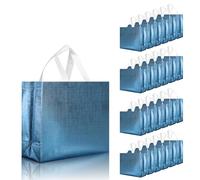 cabzymx 25 bolsas de regalo reutilizables azules, bolsas de regalo metálicas brillantes a granel con bases, bolsas de regalo de fiesta no tejidas para cumpleaños, bodas, fiestas, graduación, 12.6 x