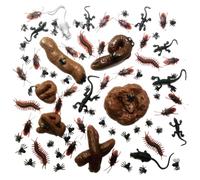 Caca Falsa 80pcs/Set Que Incluyen 6 Formas Diferentes de Juguete de Caca Realista, 6 Tipos de Insectos de imitación y Bolsa de cordón de Dibujo de Broma de Perro Falso Divertido para bromas del día d