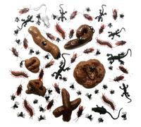 Caca Falsa 80pcs/Set Que Incluyen 6 Formas Diferentes Juguetes de Caca Realista, 6 Tipos de Insectos de imitación y Bolsa de cordón