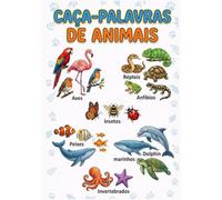 Caça palavras de animais: Para adulto, letras grande: Puzzle Game em português. excelente para exercício de memória, passa tempo - presente para tempo livre ferias e viagens