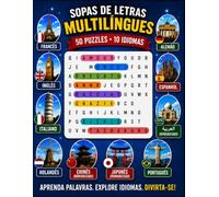 Caça-Palavras Multilíngue: 50 Quebra-Cabeças • 10 Idiomas | Aprenda palavras e expressões essenciais em inglês, francês, italiano, espanhol, alemão, ... chinês (romanizado) e árabe (romanizado)