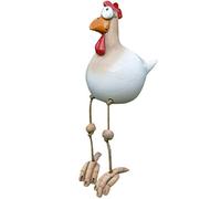CaCaCook Decoración de jardín con forma de gallina de cerámica, decoración de jardín, figura de animales, figura de cerámica hecha a mano, colores claros, vibrador
