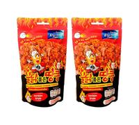Cacahuetes recubiertos sabor pollo picante estilo coreano 80 g, snack crujiente spicy con cierre zip para picoteo y aperitivos