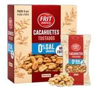 Cacahuetes Tostados sin Sal, Cacahuetes sin cascara, Alto contenido de fibra, Fuete de proteínas y Magnesio, Sin Gluten, Producto Español, Producto sin sal, Contiene 4 unidades de 120 g