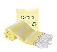 Cacala Paños de Cocina 100% algodón Turco, Altamente absorbentes, Suaves, de Secado rápido, con Lazo para Colgar, para Gimnasio, Yoga, baño, Deportes, Limpieza y Cocina (23 x 36), Amarillo Claro