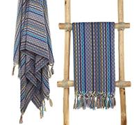 Cacala Toallas de baño turcas de la Serie Colorful - Diseño Tradicional Peshtemal para baños, Playa, Sauna - 100% algodón Natural, ultrasuave, de Secado rápido (Azul Oscuro)