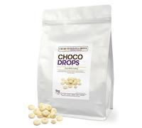 Cacao V Delta Cobertura Choco Blanca Especial 1 Kg de Fácil Atemperado, Buena Fluidez y Brillo - Equivalente a Chocolate Blanco Profesional Gotas - Repostería, Pastelería, Baños, Moldes y Decoraciones
