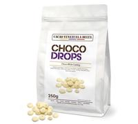 Cacao V Delta Cobertura Choco Blanca Especial 250g de Fácil Atemperado, Buena Fluidez y Brillo - Equivalente a Chocolate Blanco Profesional Gotas - Repostería, Pastelería, Baños, Moldes y Decoraciones