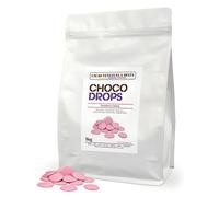 Cacao V Delta Cobertura Sucedanea profesional de Chocolate Rosa Sabor Fresa 1kg para Repostería - Callets Sucedáneos Fácil de Fundir para Tartas, Cake Pops, NO Necesita Templado/Temperado